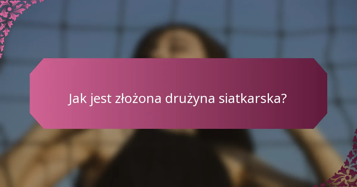 Jak jest złożona drużyna siatkarska?