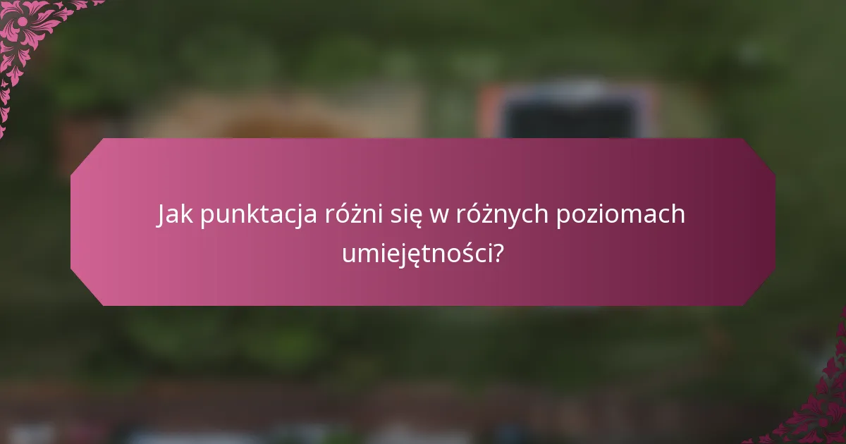 Jak punktacja różni się w różnych poziomach umiejętności?